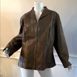 Coldwater Creek Leather Jacket Plus Size 2X
